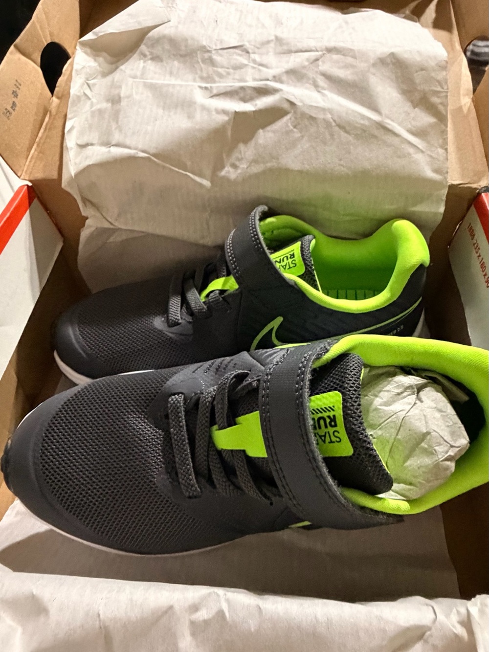 Nike Kids Black and Neon Green Velcro Sneakers - Picture 5 of 5